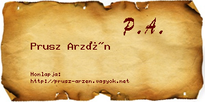 Prusz Arzén névjegykártya